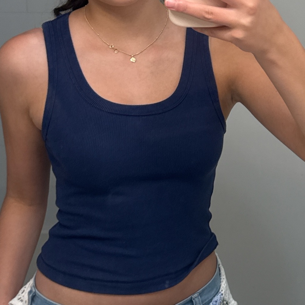 Target Blue Fitted Crop Tank Top
